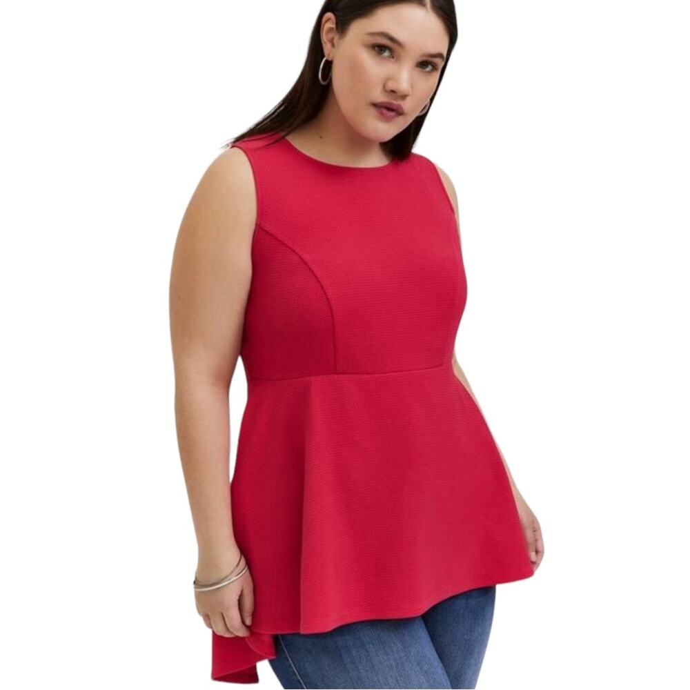 TORRID Top Womens Size 0 (Torrid Size) Fuchsia Pink Textured Ponte Hi-Lo Peplum